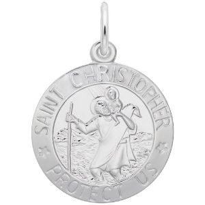 silver saint christopher disc charm