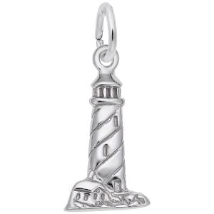 silver coastal lighthouse charm