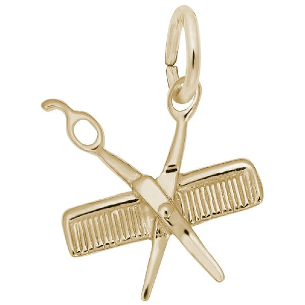 gold small comb and scissors charm