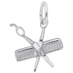 silver small comb and scissors charm