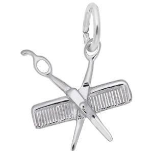 silver small comb and scissors charm