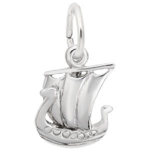 silver viking ship charm