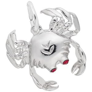 silver crab charm with stones