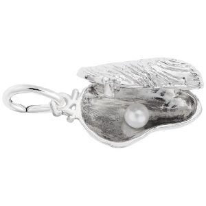 silver oyster charm open