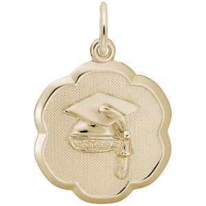 graduation charm disc gold
