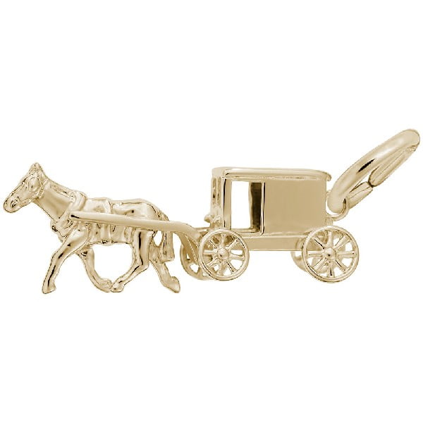 gold amish wagon charm