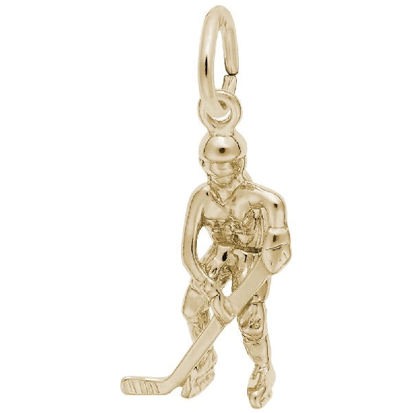 gold female hockey player charm