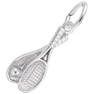silver tennis racquet charm