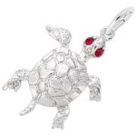 silver turtle charm with stones