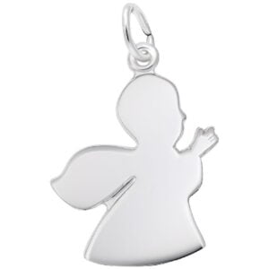 silver engravable angel disc charm