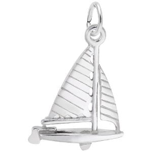 silver striped sloop sailboat charm