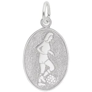 silver female hockey player disc charm