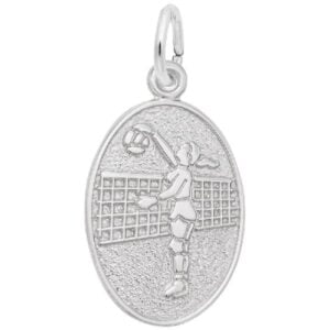 female volleyball silver disc charm