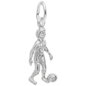 silver girl soccer player charm