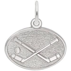 silver hockey sticks disc charm