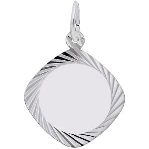 silver diamond faceted engravable disc charm