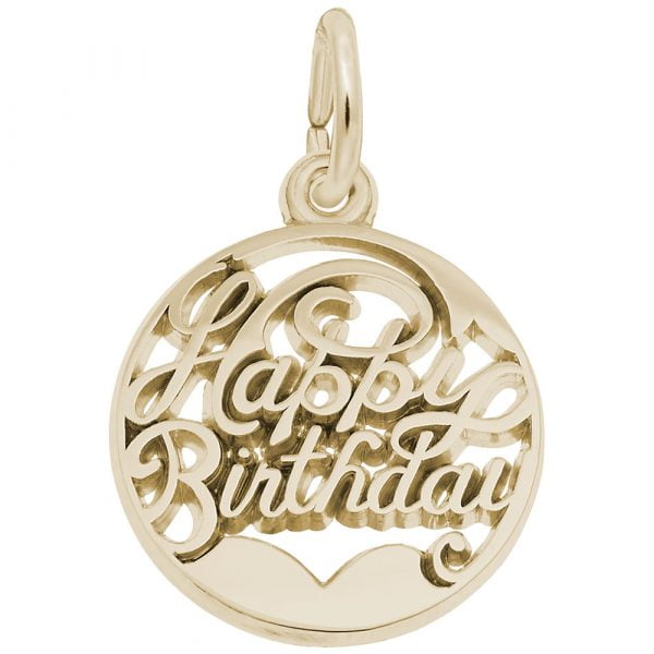 gold happy birthday charm