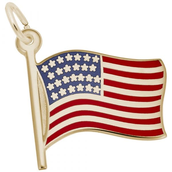 gold colored american flag charm