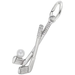 silver golf clubs with ball charm