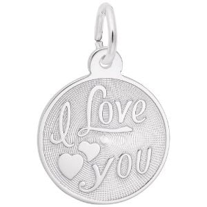 silver i love you disc charm