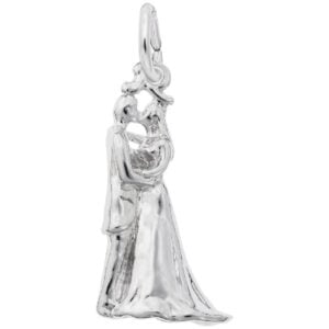 silver bride and groom charm