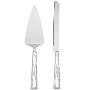 silver plated cake and knife set wedding gift