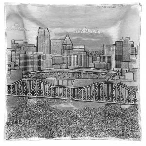 cincinnati skyline square dish