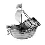engravable pewter pirate ship bank