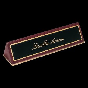 Rosewood Piano Finish Desk Wedge with Black Brass Plate