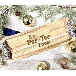 golf themed wooden serving board