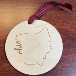 ohio wooden engraved ornament