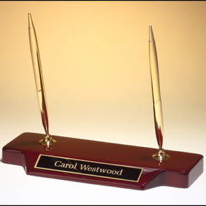 Rosewood Double Pen Set With Nameplate