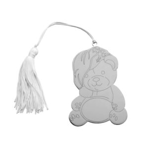 silverplated teddy bear ornament white
