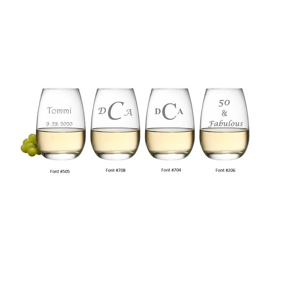 engravable stemless wine fonts
