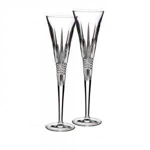 waterford- ismore diamond toasting flutes pair